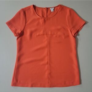 J. Crew Orange Polyester Short Sleeve Blouse